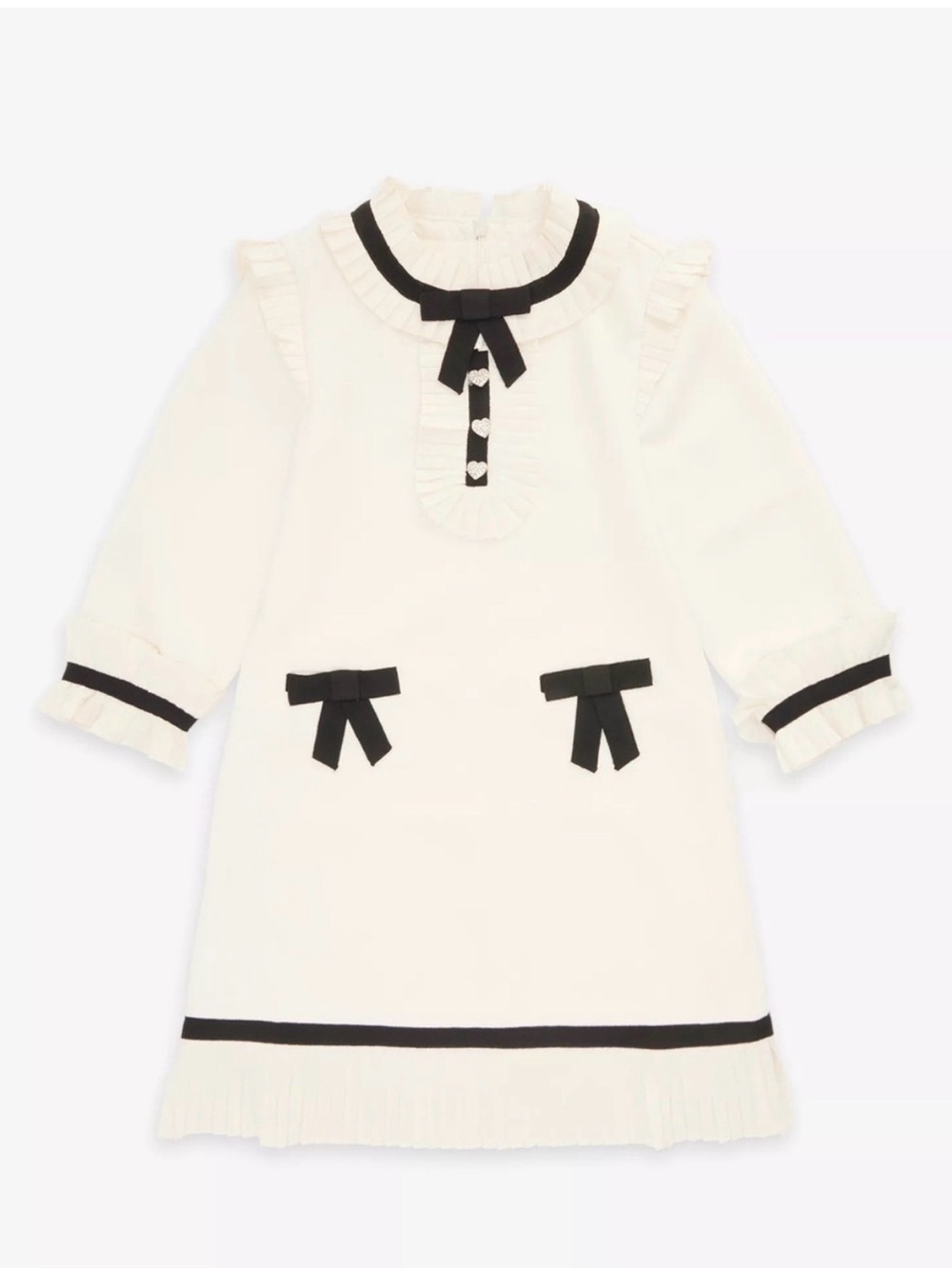 Self-Portrait crepe bow Dress with Black Trim and Bows - Kids 4t